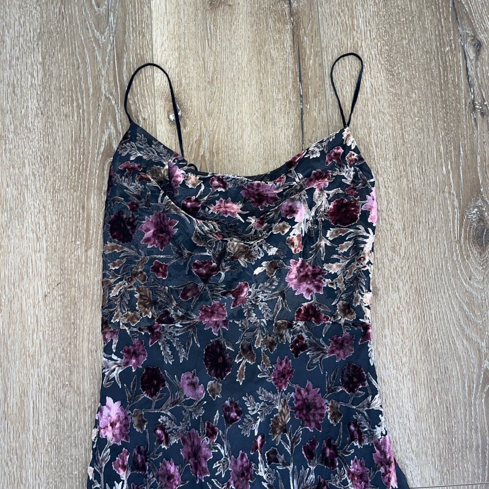 Y2K Sheer Burnout Velvet Floral Slip Dress Dark Coquette Grunge Fairy Asymetric - Picture 7 of 16